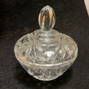 Vintage Elegant Mini Clear Glass Lidded Dish Bowl